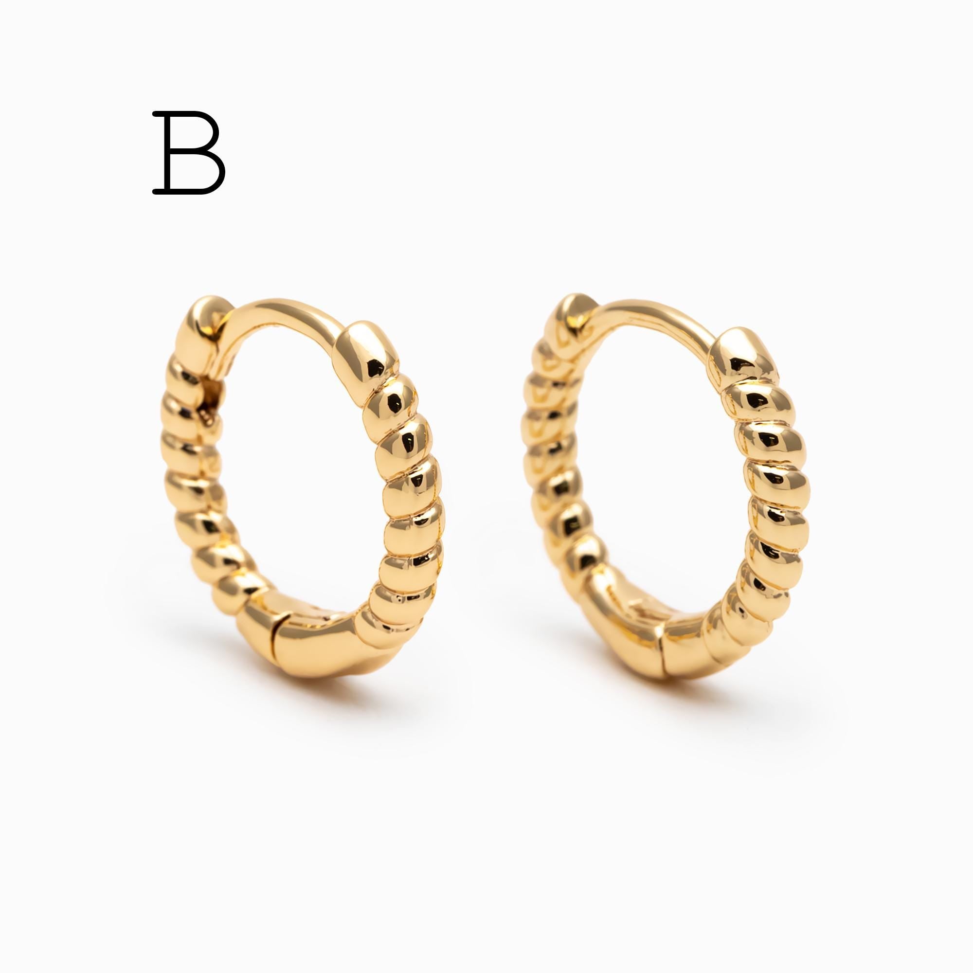 4pcs Minimalist Hoop Earrings, Gold/ Rhodium plated Huggie Earrings, Circle Earring (GB-2815)